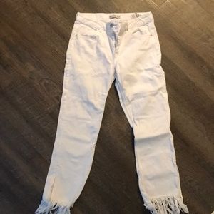 ZARA white denim with fringe